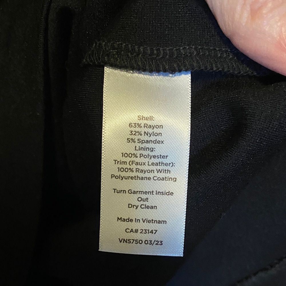 Talbots Black Faux Leather Trim Ponte Dress Size 10 Petite - Picture 7 of 8